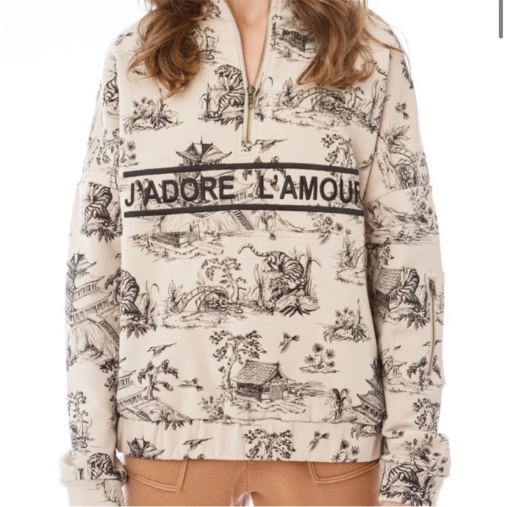 ellandem J'ADORE L'amour Pattern Half Zip Toile Jacket